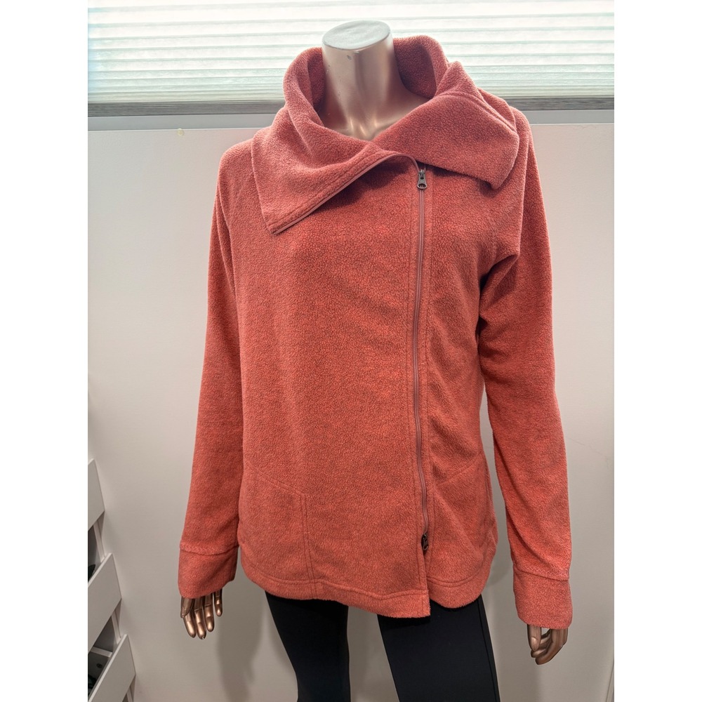 Royal Robbins Womens Coral Asymmetrical Zip Fleece Jacket Funnel Neck Hiking/L